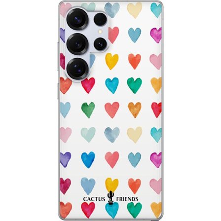 Kompatibelt Mobilskal till Samsung Galaxy S25 Ultra Cactus and Friends - Watercolor Love Grid