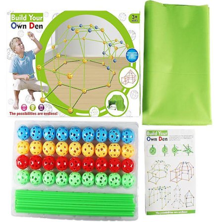 Barneborg Byggesett Innendørs/Utendørs Lek Fort Leketelt Rakett Tårn Gaver