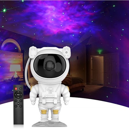 Børne Stjerneprojektor Natlys med Timer, Fjernbetjening og 360° Justerbart Design, Astronaut Nebula Galaxy Natlys Projektor til Børn Voksne