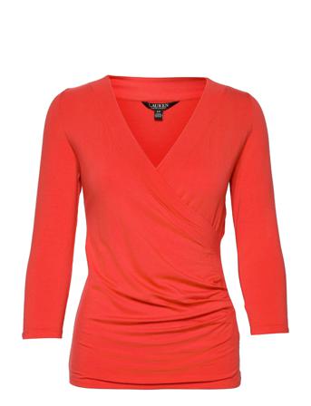 Wrap-Style Jersey Top Orange Lauren Ralph Lauren