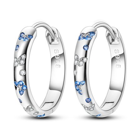 -Örhängen för kvinnor, 925 silver smycken, present till tjej, glittrande pavé, CZ, U-format hjärta, stjärna, måne