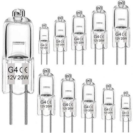 G4 Halogenlamper, 12V 20W Halogenlamper 2-pin Klar Kapsel Lampe, Halogen-Stift-Base-Lampe Varmhvitt Lys Klar Kapsel (10-pakning)