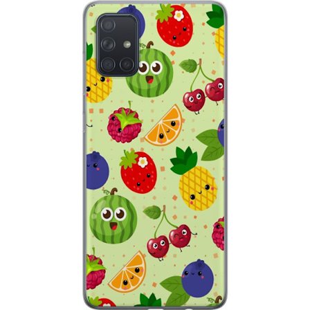 Kompatibelt Mobildeksel til Samsung Galaxy A71 Fargerik frukt miks med ananas, jordbær, melon, kirsebær og blåbær leken design med sommerlig energi