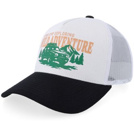 Wild Spirit - Vit trucker Keps - Off-road Exploration White/Black A-frame Trucker @ Hatstore