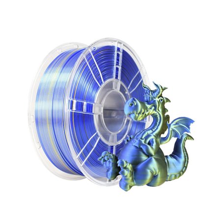 3D Printer PLA Filament, Silke Dobbeltfarve PLA 1.75mm, 1 kg Spole (2.2 lbs) Blå og Guld