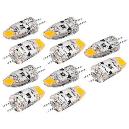 G4 LED-pære 12v DC dæmpbar Cob LED G4-pære 1,5w 360 strålevinkel til at erstatte 15w halogenlampe (10 stk. varm hvid)