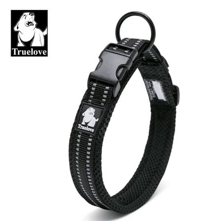Truelove Justerbart Mesh Vadderat Hundhalsband 3M Reflex Nylon Hundhalsband Slitstarkt Kraftigt för alla raser alla väder 8 storlekar