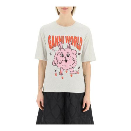Ganni, T-Shirts Grijs, Dames, Maat:M