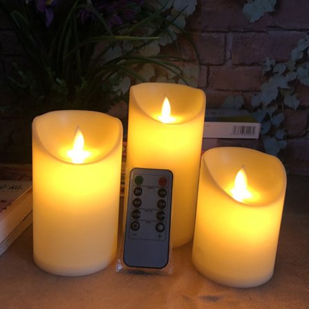 Flammeløs Udendørs Vandafvisende LED Søjlelys med Fjernbetjening og Timer