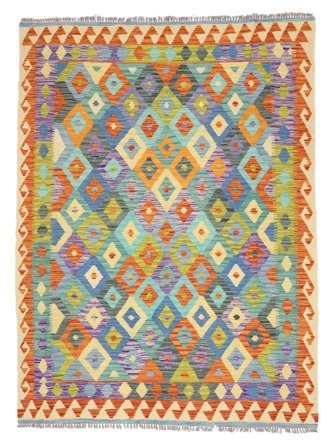 Kilim Afghan Old Style Rug 151X200 Orange/Dark Grey Wool, Afghanistan