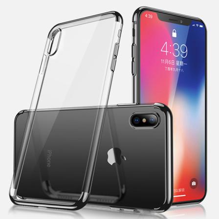Elektropläterat Tpu-skal Iphone Xr Med 2 Skärmskydd. Svart