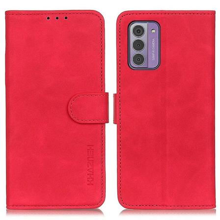For Nokia G42 Støtsikkert Telefondeksel Retro Tekstur Lommebok Stativ Lær Telefondeksel-Rød