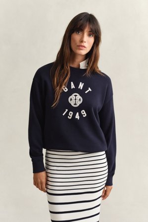 GANT Damen Graphic Rundhals-Sweatshirt (M) Marineblau