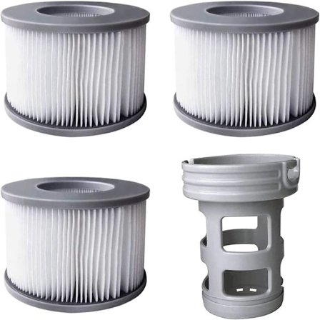 Filterpatron för MSpa uppblåsbar pool, ersättningsfilter för MSpa bubbelpool, leveransen innehåller 3 filter + filterhållare