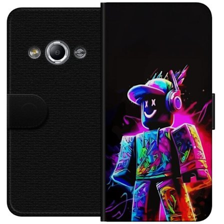 Kompatibelt Lommeboketui til Samsung Galaxy Xcover 3 Fargerik Roblox-spiller i neonfarger mot svart bakgrunn i moderne spillstil