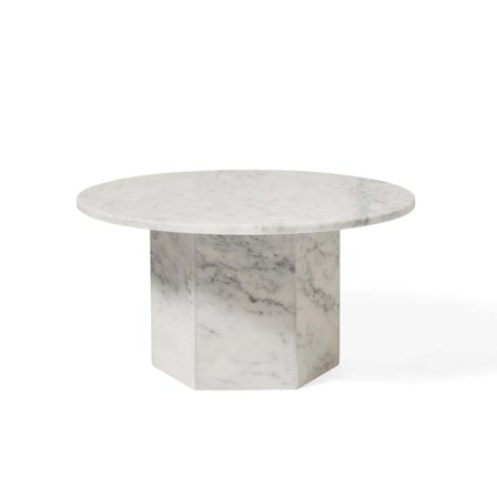 Naxos sofabord, hvid marmor | Ø80 - 80x80x42cm - Elegant Sofabord med unik marmorplade & lakeret overflade - Perfekt til hverdagsbrug