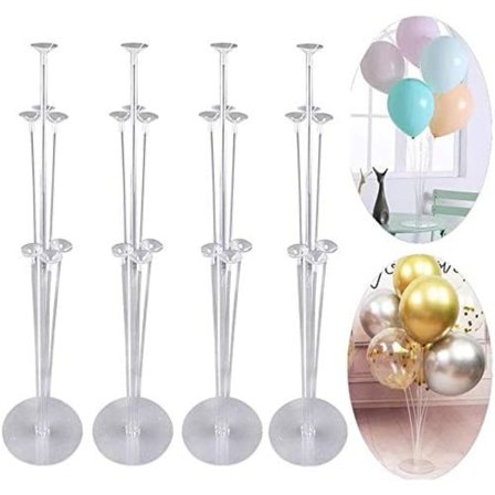 Set med 4 ballongstativ för bordsballong, klara koppar med ballongstång och blomsterstativ för skrivbordsbord för fest, bröllop, födelsedag, 