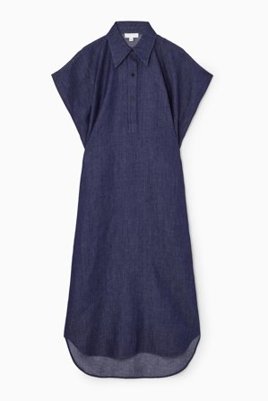 COS Women's Oversized Denim Midi Shirt Dress in Blue