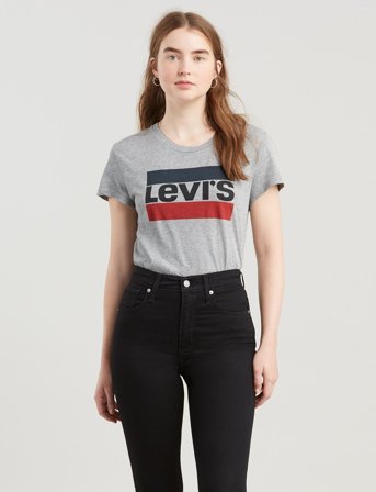 Levi's The Perfect Tee Sportswear Log - Grey - XS
