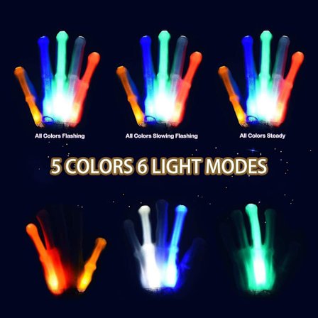 1 par Th Led-hansker, Glow Glow Glow Skeleton-hansker 5 farger 6 glitter-mønstre, Halloween jul bursdag cosplay feriefest gaver til barn