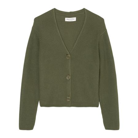 Marc O'Polo, Cropped V-neck cardigan in a relaxed fit Zielony, Kobieta, Rozmiar: S