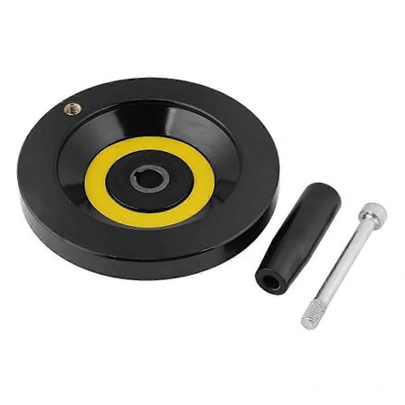 1 stk. Svart dreiebenk fresemaskin bakre bølgete håndhjul med roterende håndtak (16 x 160 mm)