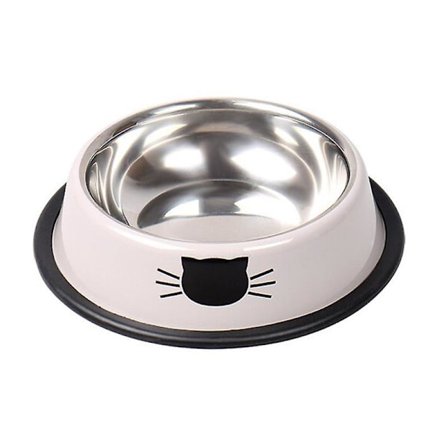 2 stk. katteskål, rustfritt stål katteskål vannskål med sklisikker bunn for små store katter