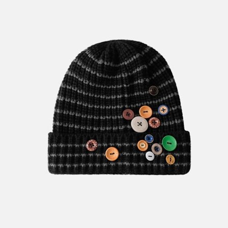 Strikket Hue Beanies Sort GRÅ Sort GRÅ