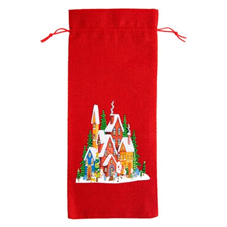 Jouluinen kylä Joulupöydän koriste erikoistimanttimaalattu viinipullosarja