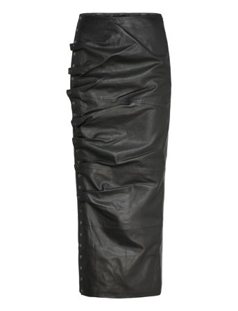 Midi Leather Skirt Designers Knee-length & Midi Skirts Black ROTATE Birger Christensen