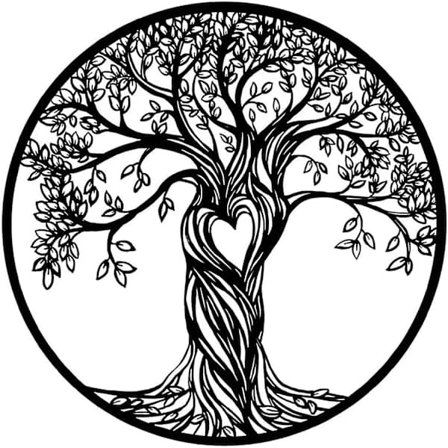 Metallveggdekor Veggkunst Livets Tre Art Deco Svart - 30cm 3d Veggskulptur Kjærlighet Livets Tre Veggdekorasjon Hjemmedekor Innendørs