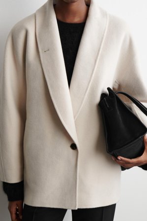 COS Women's Giacca In Lana Doppiata in Beige