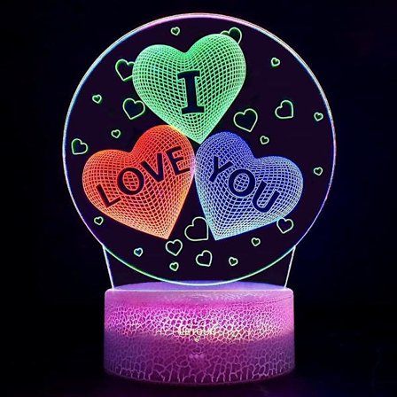 Nattlampe for jenter, 3D optisk illusjonslampe, Nattbordslampe Fargeskiftende berøringsbordslampe Dekorasjon for morsdagsgave Barn Kvinner Jenter (