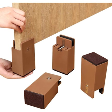 Höjningar med skruvklämma, 4 tum tunga soffbord stolshöjningar, 0' till 1,5' justeringsdiameter, stöder 500 kg (brun, 4-pack)