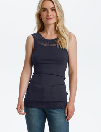 Cream Florence Top - Navy - XS