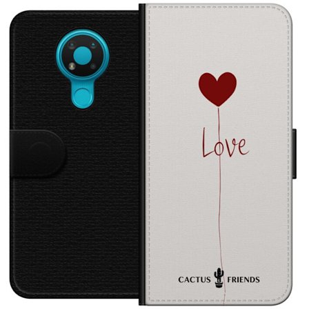 Yhteensopiva Lompakkokotelo Nokia Nokia 3.4 Cactus and Friends - Love Balloon Minimal