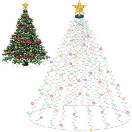 Julgransslinga, 400LED 16 x 2m Julgransgardin, Julgransslinga, Stark Julbelysning (Färg)