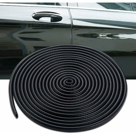 Kantbeskytter for bildør, U-formet gummilist for bil (5M, svart)