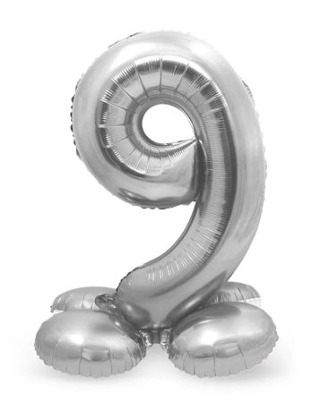 Sifferballong Stående Silver 72 cm "0-9" Siffra 9