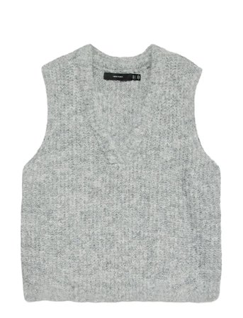 Vmnovah Rib Sl V-Neck Vest Noos Grey Vero Moda