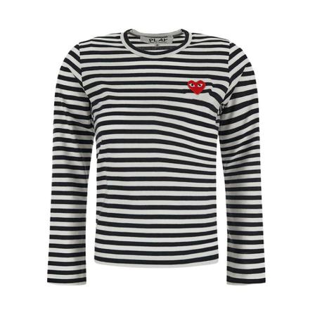 Comme des Garçons Play Striped Long Sleeve T-Shirt Sort, Dame Langærmet
