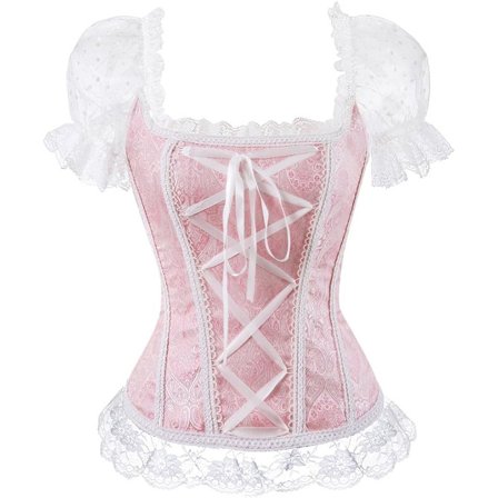 Korsetter for kvinner Overbust Bustier Topp Gotisk Sexy Skulder 8108rosa