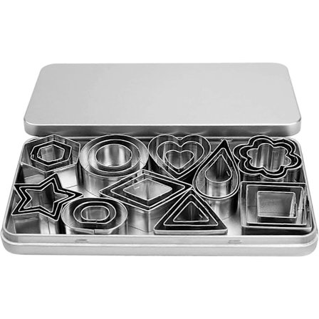 Mini Kakeutstikkersett - 30 stk Små Hjerte Stjerne Blomst Rund Firkant Heksagon Oval Diamantformer Kakeutstikkere, Polymerleireutstikkere for Barn