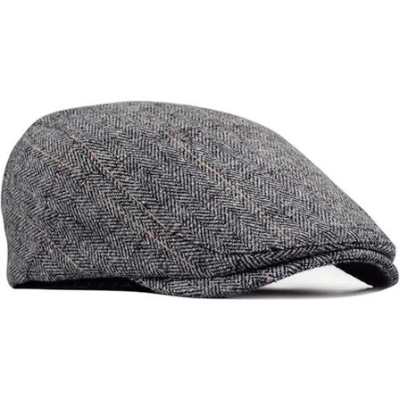Tweed Flat Cap for Menn Kjørehette Newsboy Caps - Justerbar Trendy Newsboy Irsk Basker, Høst Vinter, 55-59 CM Grå