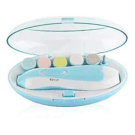 Baby Negleklipper, Elektrisk Baby Negletrimmer, Tær og Fingernegler Pleie Trimmer med LED Lys for Nyfødte, Barn og Voksne (Blå)