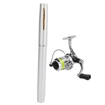 Kannettava Mini Kynän Muotoinen Onkivapa, Taskuun Sopiva, Säädettävä Onkivapa Rullalla, Hopea