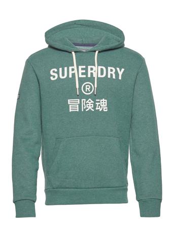 Vintage Corp Logo Marl Hood Green Superdry