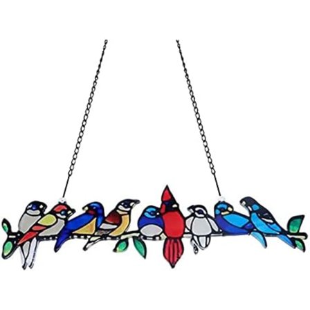 1 stk Farget Fugl Ornamenter Glassmaleri Hengekunst
