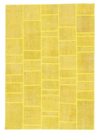 Hand Knotted Patchwork Rug 175X250 Wool Yellow
