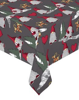 Wachstischdecke mit Weihnachtswichteln Meterware Grau - Redlunds